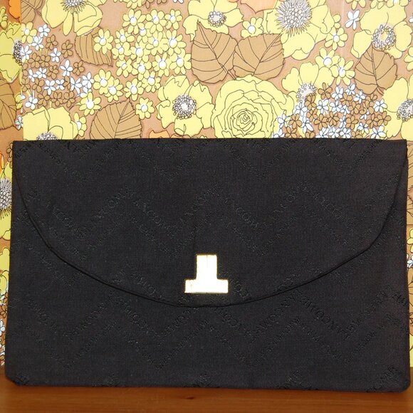 Vintage LANCÔME black CLUTCH signature fabric 60's evening hand bag - Picture 1 of 4